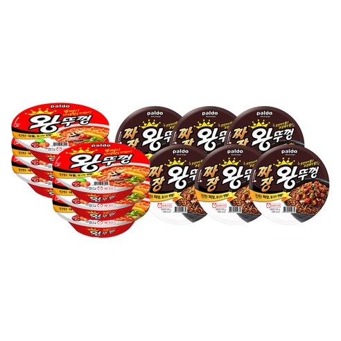 팔도 혼합 컵라면 세트 (왕뚜껑, 김치, 짜장, 우동, 짬뽕 5종) 1세트