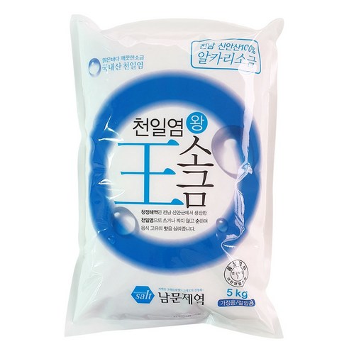 국산 신안 간수뺀 탈수 천일염 5kg 굵은소금 미네랄소금 요리용 왕 소금, 1개