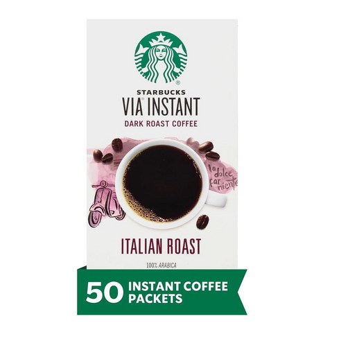 Enjoy Starbucks' iconic Italian Roast blend in the comfort of your own home with Starbucks VIA Instant Coffee.