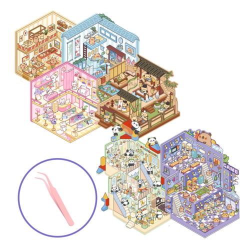 크랜브랑 틱톡유행 DIY 3D 집꾸미기 방꾸미기 스티커, 1개, 미니4종세트A+빅사이즈2종세트
