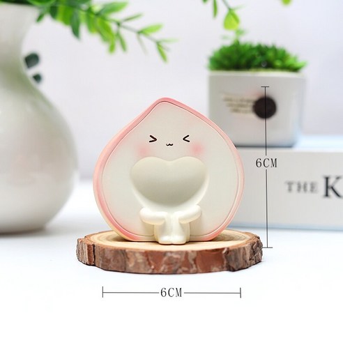 과일 작은 장식 크리 에이 티브 귀여운 만화 침실 데스크탑 장식 어린이 룸 장식 생일 선물, 하나, 복숭아Squinting스타일