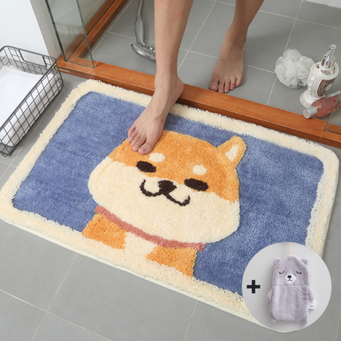 피크라인 고퀄리티 다용도 발매트 롱매트 사각러그 욕실 주방 화장실 현관 침대 발닦개 30종 + 사은품(핸드타올), A-06 시바견블루 65x45cm