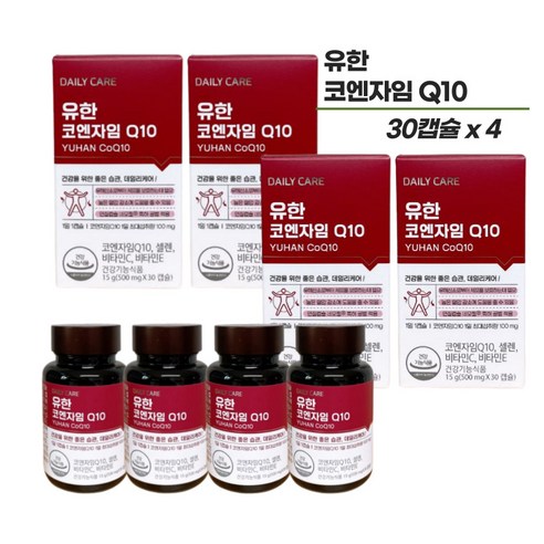 유한양행 데일리케어 유한 코엔자임Q10 500mg 하루 한알 한달분 코큐텐 코큐텐 코엔자임큐텐 셀렌 셀레늄 비타민E 비타민C 영지버섯 야채 과일 베리 혼합 분말 건조 효모 건기식, 30정, 1개