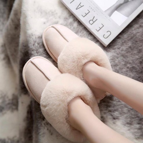 웨지 털 슬리퍼 방한 실내화