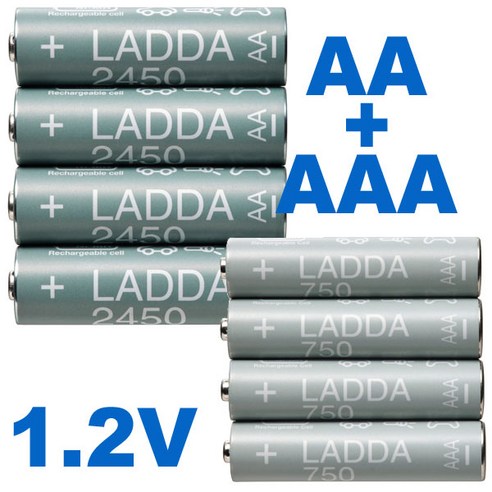 이케아 LADDA 라다 충전지 HR03 AAA 1.2V / 충전지 HR6 AA 1.2V / 충전 건전지 / 이케아 충전 건전지, 01 HR03 AAA 1.2V 4개