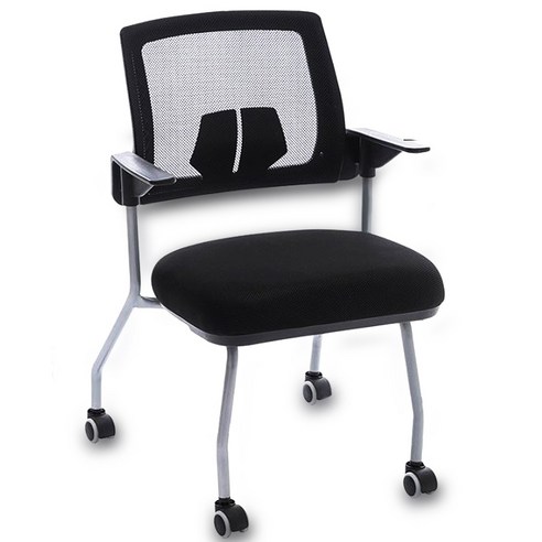 책상의자 인조가죽 PU 학습 의자 사무용 의자, 블랙, 도르래 의자 다리