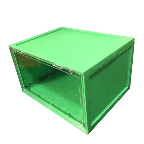 컬러 신발 상자 투명 운동화 보관 상자 측면 오픈 디스플레이 조합 신발 캐비닛, 36x28x22cm, 녹색 (2)