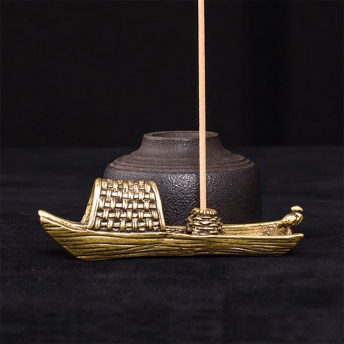 황동 소품 미니 향로 향꽂이 향홀더 배모양 장식 백제향로