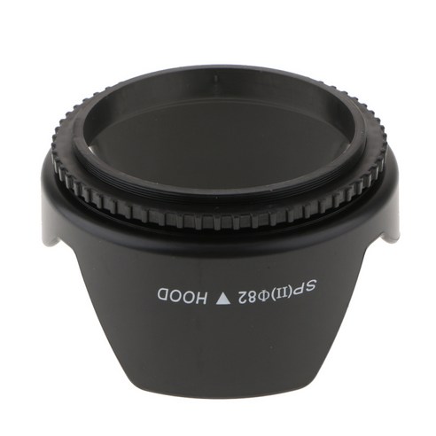 82mm 나사 마운트 가역 튤립 꽃 크라운 꽃잎 모양의 카메라 렌즈 후드, 설명, 블랙, 설명