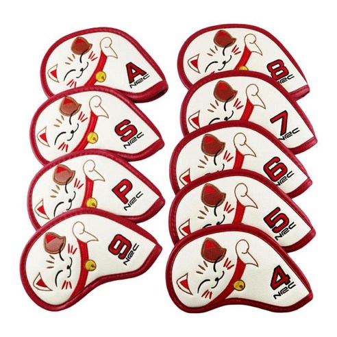 9pcs 포춘 고양이 골프 클럽 헤드 기어 골프 언 헤드 기어, {"수건소재":"PU 가죽"}, 다색