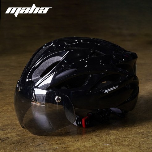 마하 HM1 싸이클 초경량 에어로 쉴드형 자전거 헬멧, 블랙