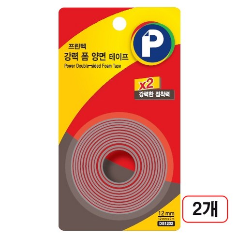 프린텍)강력폼양면테이프, 2개, (DS1204/12mmX4M)