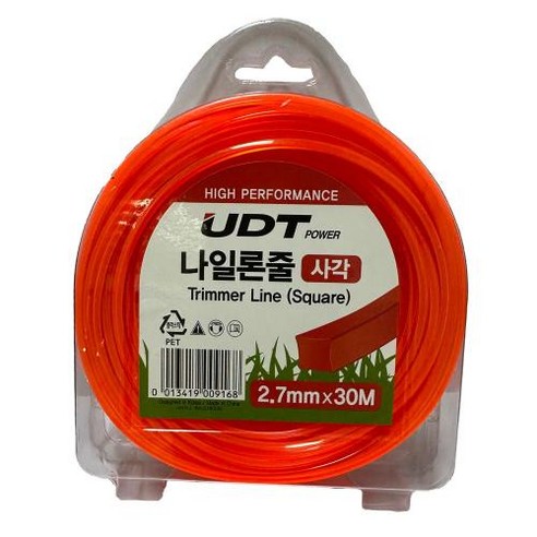 [UDT] 예초기 나일론줄 사각형 2.7mm 30M 예초기날, 2.7mm - 30M(사각형)