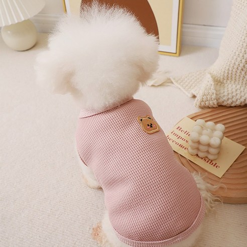 무드그라운드 강아지옷 와플티 나시 민소매 티셔츠 고양이옷 실내복, 핑크, 2개