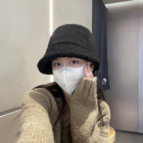 KORELAN 자폐 민낯 가리다 어부 모자 여자 어 버전 잘 어울리다 얼굴 작은 모자 자녀 보온 물통 대야 모자
