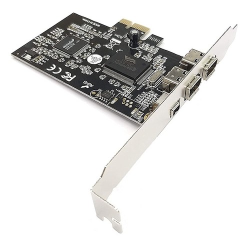Xzante 3 포트 PCI-E Firewire 카드 IEEE 1394A X 2 + Mini 컨트롤러 어댑터 Win 7/8/10용 듀얼 칩셋, 검은 색
