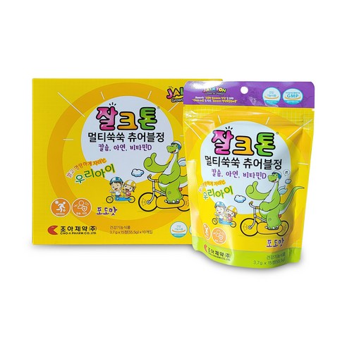 조아제약 잘크톤 멀티쑥쑥 츄어블정 유아비타민 포도맛 파우치형, 150정