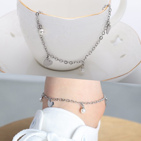 엘렌쥬얼리 14K 18K 할로우 Curve Grande 체인 팔찌 순금여성스틱발찌 10 쥬골드 써지컬 스틸 발찌 진주 하트 여성 패션발찌