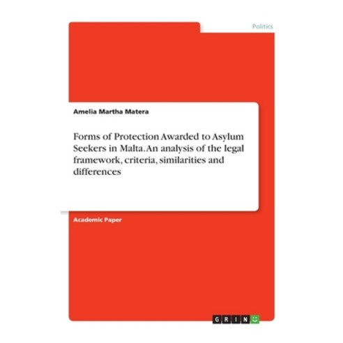 Forms of Protection Awarded to Asylum Seekers in Malta. An analysis of the legal framework criteria... Paperback, Grin Verlag, English, 9783668805118