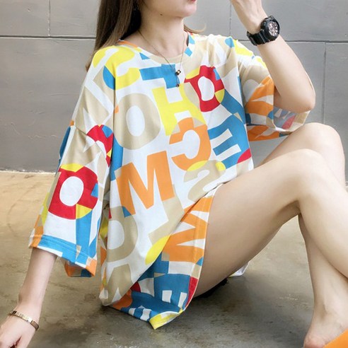 엘레스 여성티셔츠 여성반팔티 루즈핏 여성티셔츠 반팔 티셔츠