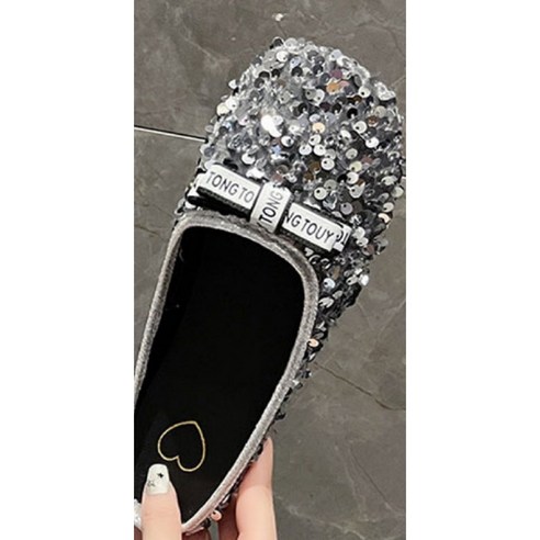 발 편안함과 스타일을 겸비한 다목적 bling bling Silver FITTING Slipper