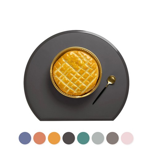 감성리빙 실리콘 식탁 방수 테이블매트 라운드 38 x 33 cm, 블랙 2P, 2개