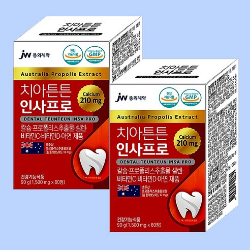 JW중외제약 치아튼튼 인사프로 칼슘 프로폴리스추출물 210mg, 2개, 60정