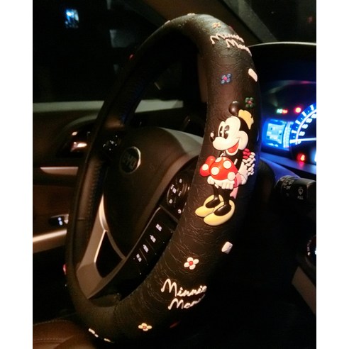 특별 Geely Bo Yue Bo Rui 새로운 비전 킹콩 Emgrand Gs Gl Ec7 스티어링 휠 커버 만화 D 유형, 미키 블랙 실리콘 D 유형