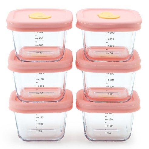 네오플램 꼬밀 눈금 이유식용기 6P 세트 이유식보관용기 240ml, 투명, 6개