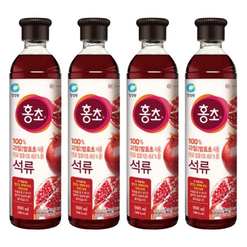 청정원 홍초 100% 자연발효초 사용 석류, 900ml, 4개
