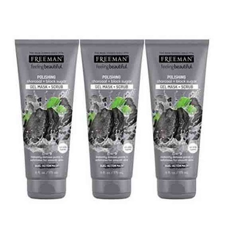 Freeman Polishing Gel Mask Scrub 프리맨 폴리쉬 차콜 블랙슈가 젤 마스크팩 스크럽 필링 175ml 3팩, 3개, 1개