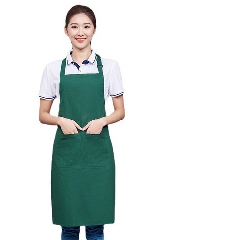 ANKRIC 방수앞치마 순면 앞치마 가정용 주방 전용 더러움 방지 어깨끈 홀더앞치마, 초록