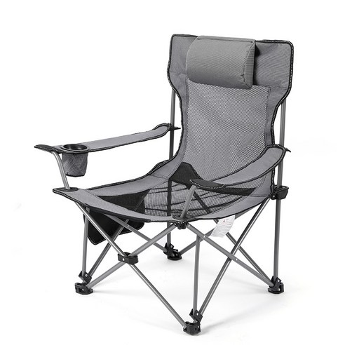 야외 접는 의자 캠핑 의자 비치 의자 안락 의자 휴대용 피크닉 의자 레저 낚시 의자 앉아서 기댈 수 있습니다, 메쉬 그레이