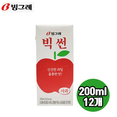 빙그레 빅썬 사과 200ml x 24팩, 24개