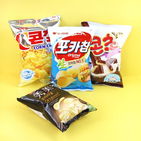 글루텐 없는 즐거운 간식: 콘칩+콘초+수미칩+포카칩 세트