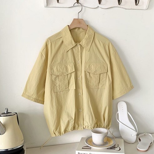 제이클래식 / 양포켓 스트링 바스락 셔츠 반팔 봄여름셔츠