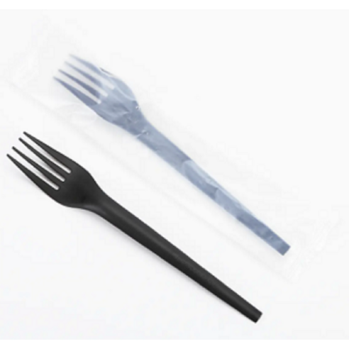 이솔산업 생분해 옥수수 친환경 PLA 일회용 포크 (블랙)-개별포장-100개, 100개, 1개입