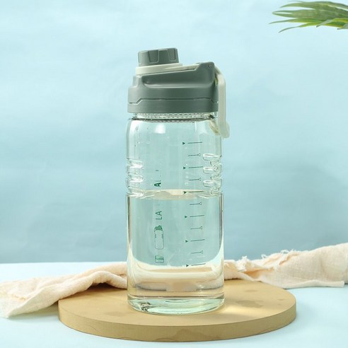 대용량 냉수 컵 투명 새 여름 고온 스포츠 플라스틱 컵 피트니스 규모 플라스틱 공간 컵, 짙은 녹색, 2200ml (2038)