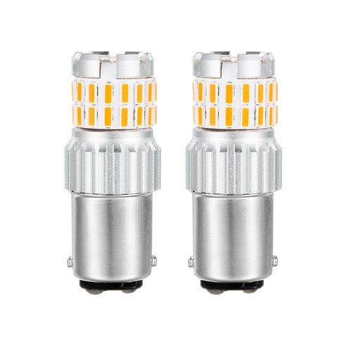 Ursmart 자동차 헤드라이트 전구 백업 7440 7443 T20 LED 전구(프로젝터 포함) 테일 브레이크 스톱 라이트용 LED 전구 교체, 옐로우 BAY15D, 44.45x14.7x16.5mm, 알류미늄