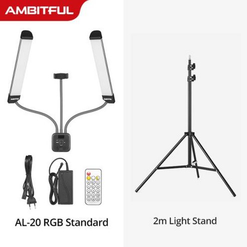 방송조명 유튜브 방송용 링라이트 촬영 조명 장비 제품 AMBITFUL AL 20 LED 사진 스튜디오 라이브 을위한 LCD 화면 긴 스트립 3000K 6000K 4 694EA 8, 03 AL-20 RGB Kit 2, 1) AL-20 RGB Kit