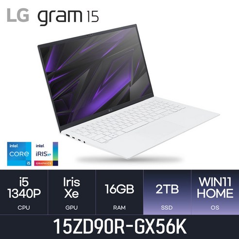 LG전자 2023 그램15 15ZD90R-GX56K - 초경량 최신식 노트북 *사은품증정*, W, 코어i5, 2TB, 16GB, WIN11 Home