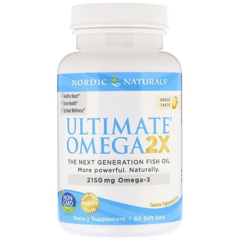 노르딕내츄럴스 얼티미트 오메가 2X 2150mg 레몬 소프트젤, 60정, 2개