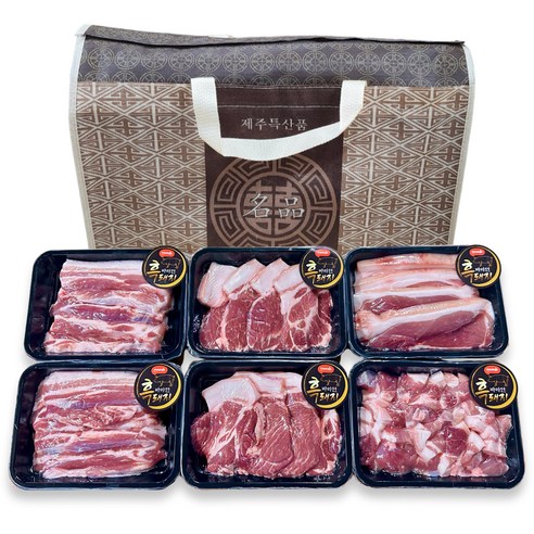 제주 흑돼지세트 3kg (흙돼지 오겹살 1kg+목살 1kg+앞다리살 구이용 500g+찌개용 500g), 부직포가방 추가안함, 1개