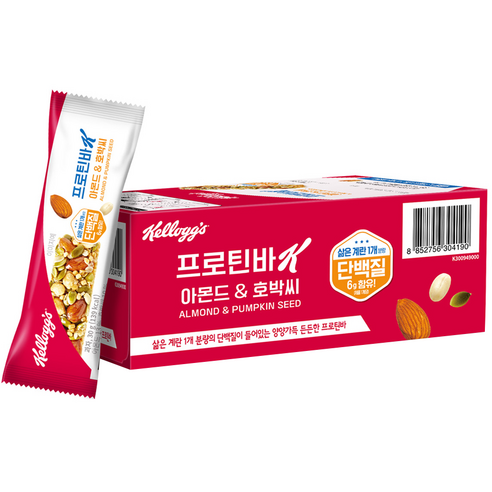 켈로그 프로틴바K 아몬드 앤 호박씨, 30g, 12개