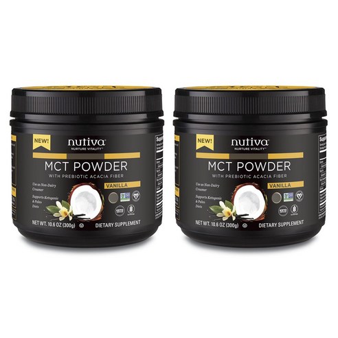 누티바 MCT 파우더 프리바이오틱 아카시아 파이버, 300g, 2개