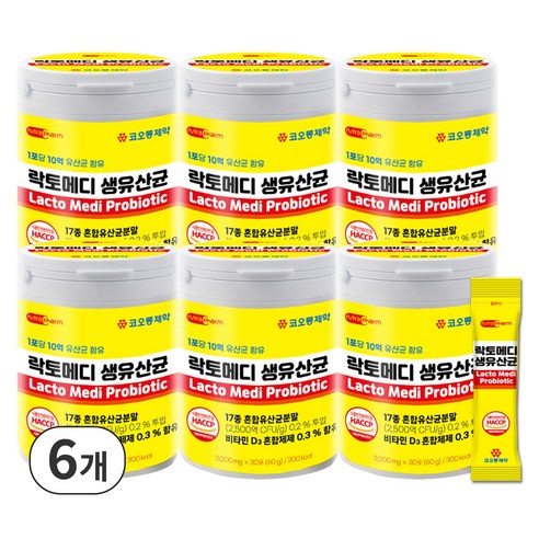 코오롱제약 락토메디 생유산균(30포 단품), 60g, 6개