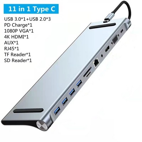 [XIG] USB C 허브 3.0 USB 유형 C 어댑터 4K HDMI 유형 C 허브 USB 분배기 3 USB, 11 in 1_폴란드