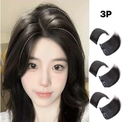 미룬토 풍성한 옆머리 정수리 볼륨 헤어피스 붙임 부분가발 세트 3P, 3개, 다크브라운