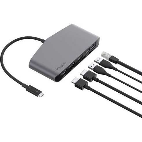 Belkin 썬더볼트 3 Dock 케이블(MacOS 및 Windows USB-C 노트북용 듀얼 4K @60Hz 40Gbps 전송 속도) Mini