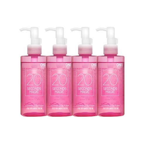 K뷰티 간편 세안 클렌징 오일 폼 온더바디 20초 매직클렌징오일폼 핑크200ml, 4개, 200ml